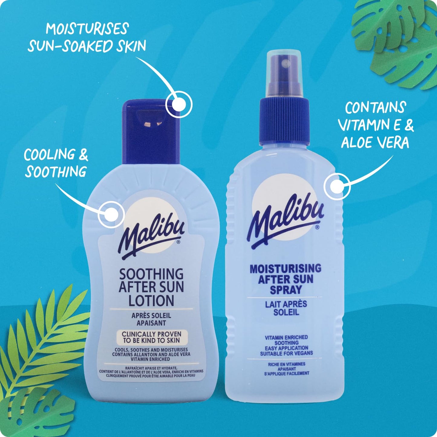 Malibu After Sun Lotion 13.5 fl oz - Cooling Aloe Vera & Vitamin E Moisturizer for Sunburn Relief, Hydrating Post Sun Care for Face & Body Beauty & Personal Care Malibu