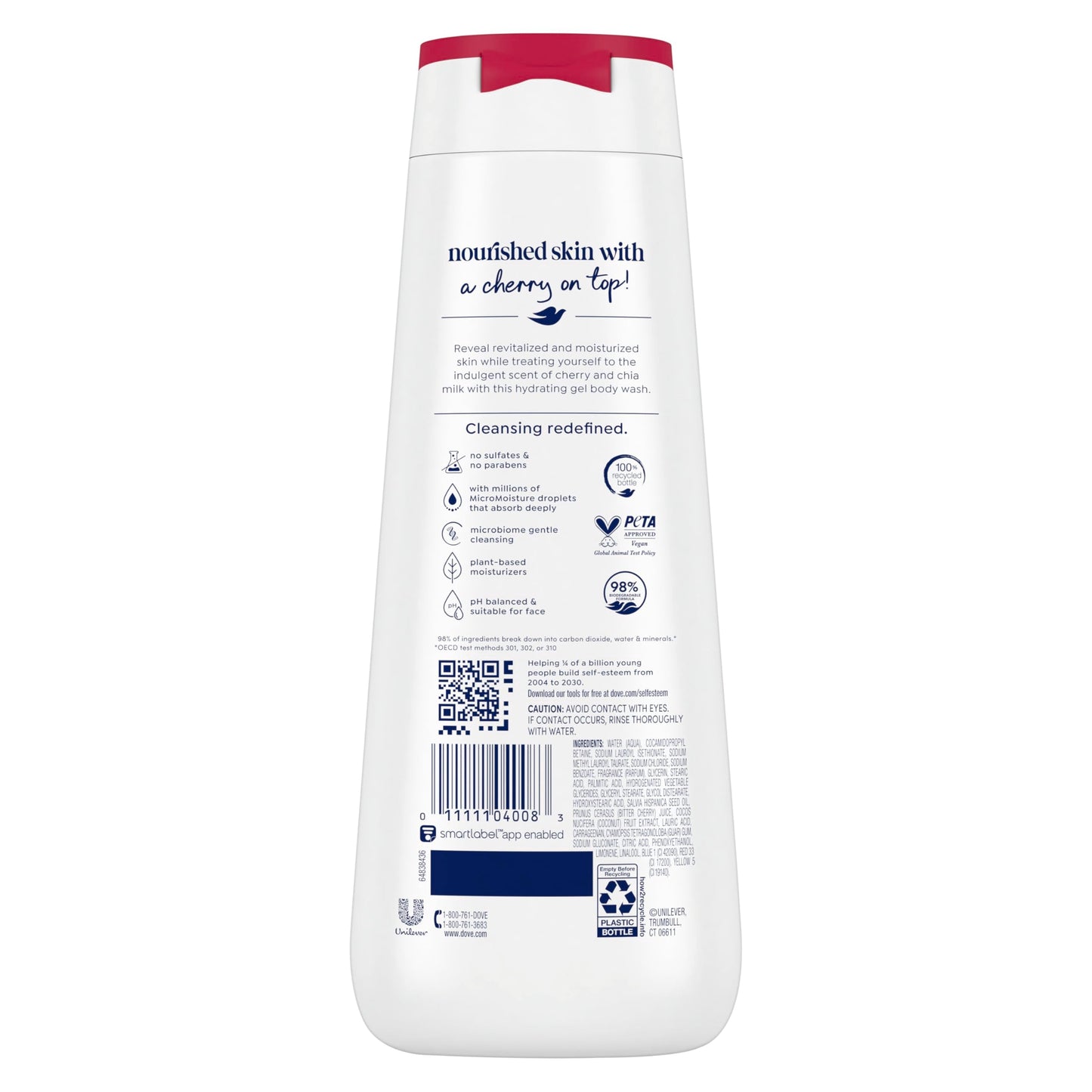 Dove Body Wash Revitalize Cherry and Chia Milk For 24hr Lotion-Soft Skin Moisturizing Skin Cleanser with No Sulfates No Parabens 20 oz Beauty & Personal Care Dove