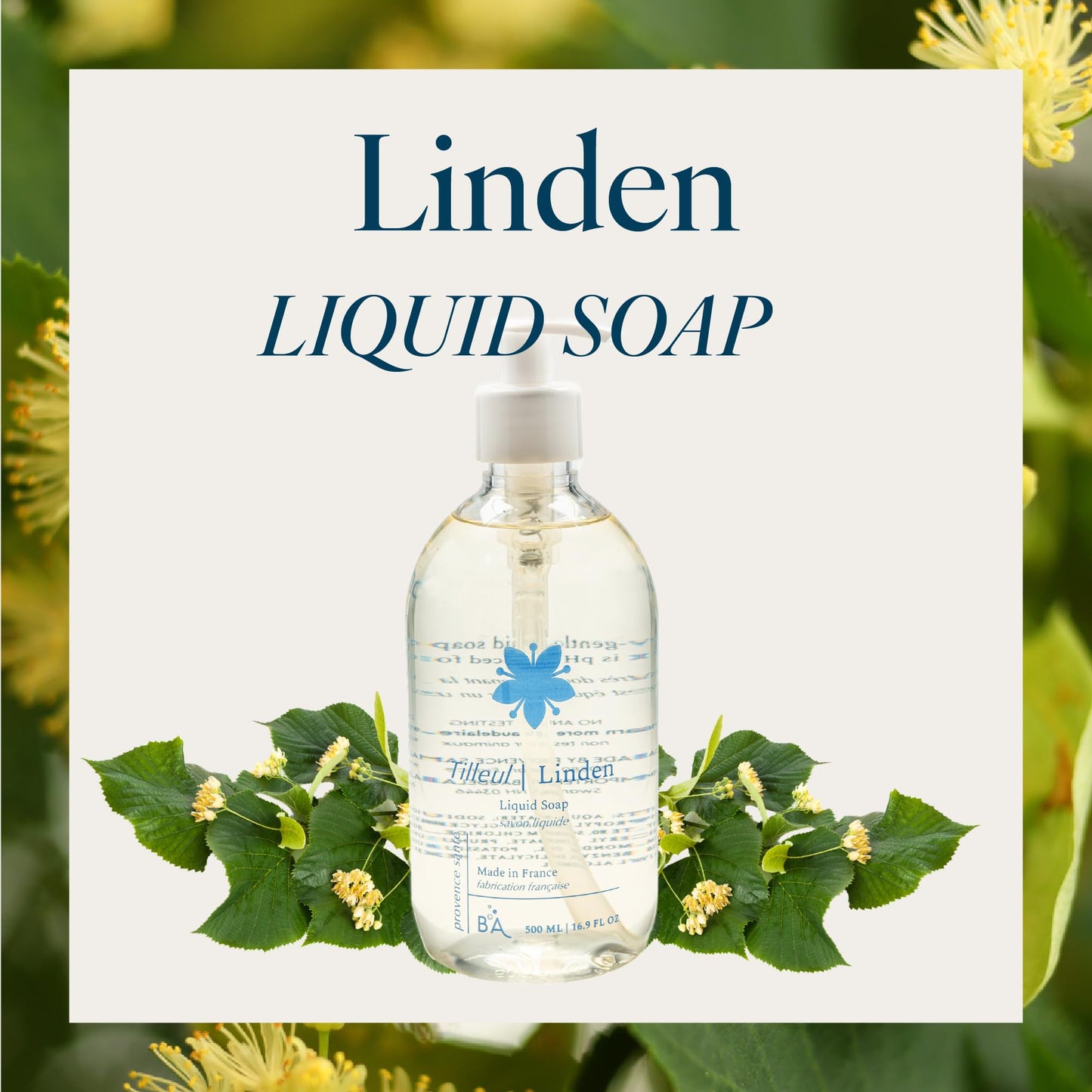 Provence Sante Natural Liquid Soap - Moisturizing Almond Oil Hand Soap with Fresh Linden Blossom Scent - Elegant Pump Dispenser for Kitchen & Bath Beauty & Personal Care Provence Sante