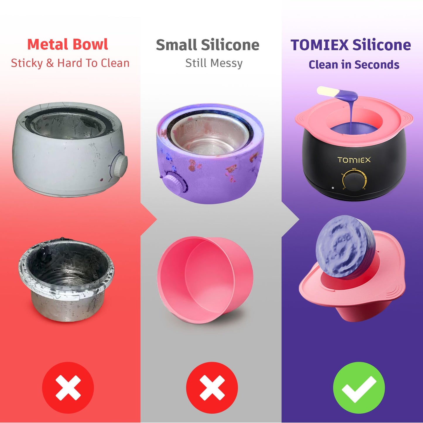 Tomiex Waxing Kit for Hair Removal - Wax Warmer with Large Silicone Pot and Hard Wax Beads for Brazilian, Full Body, Face, Eyebrows, and Bikini Waxing Beauty and Personal Care Tomiex