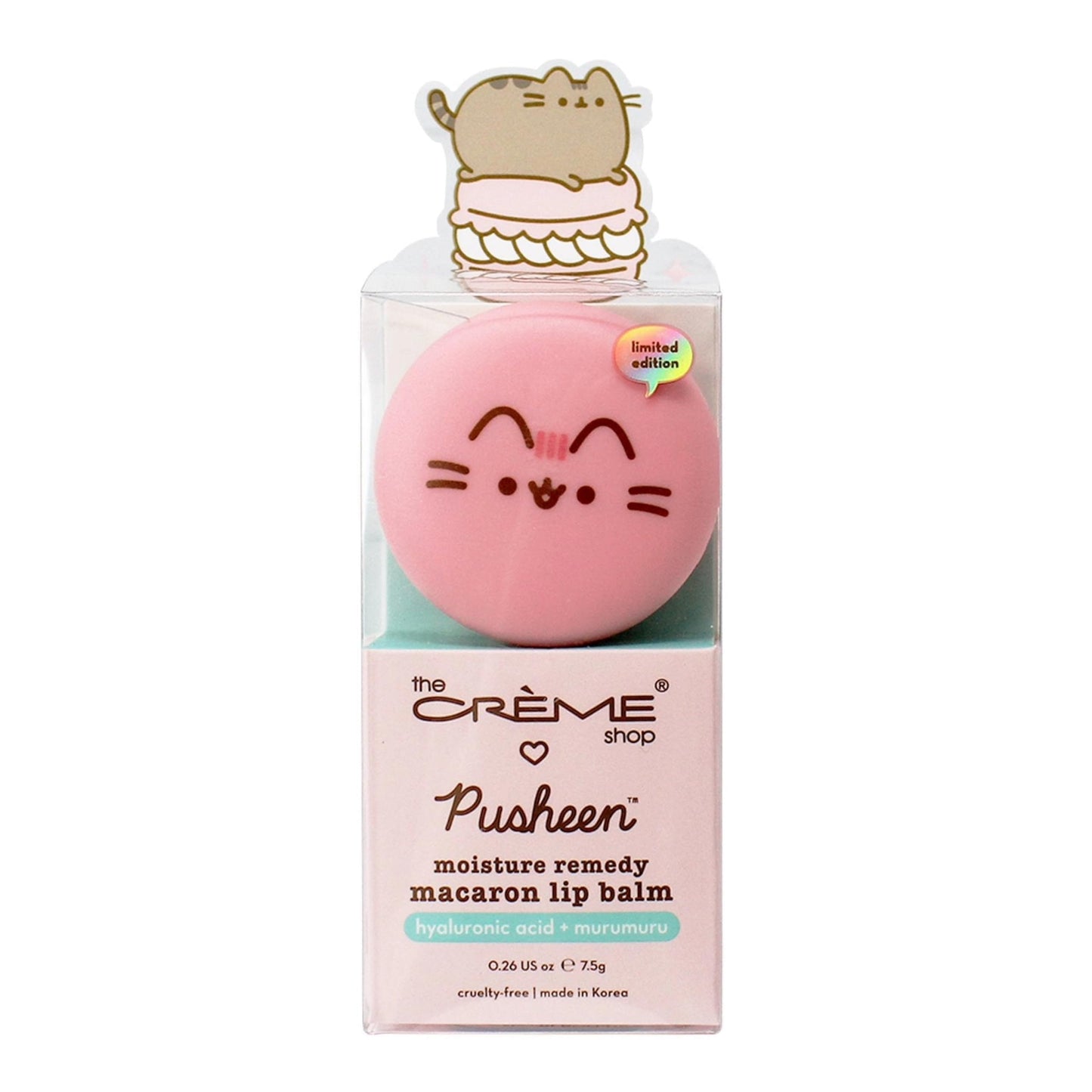 THE CRÈME SHOP X PUSHEEN Strawberry Dream Cute Macaron Lip Balm with Murumuru Seed Butter and Hyaluronic Acid for Hydration Vegan and Cruelty-Free Beauty and Personal Care The Crème Shop