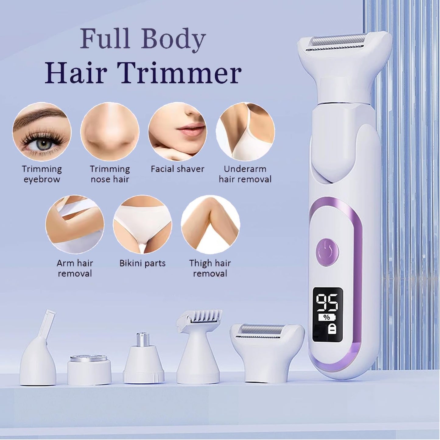 TARSHYRY 5 in 1 Bikini Trimmer for Women, Wet Dry Electric Razors for Shaving, Cordless Rechargeable Pubic Hair Trimmer with Replaceable Heads LED Beauty and Personal Care TARSHYRY