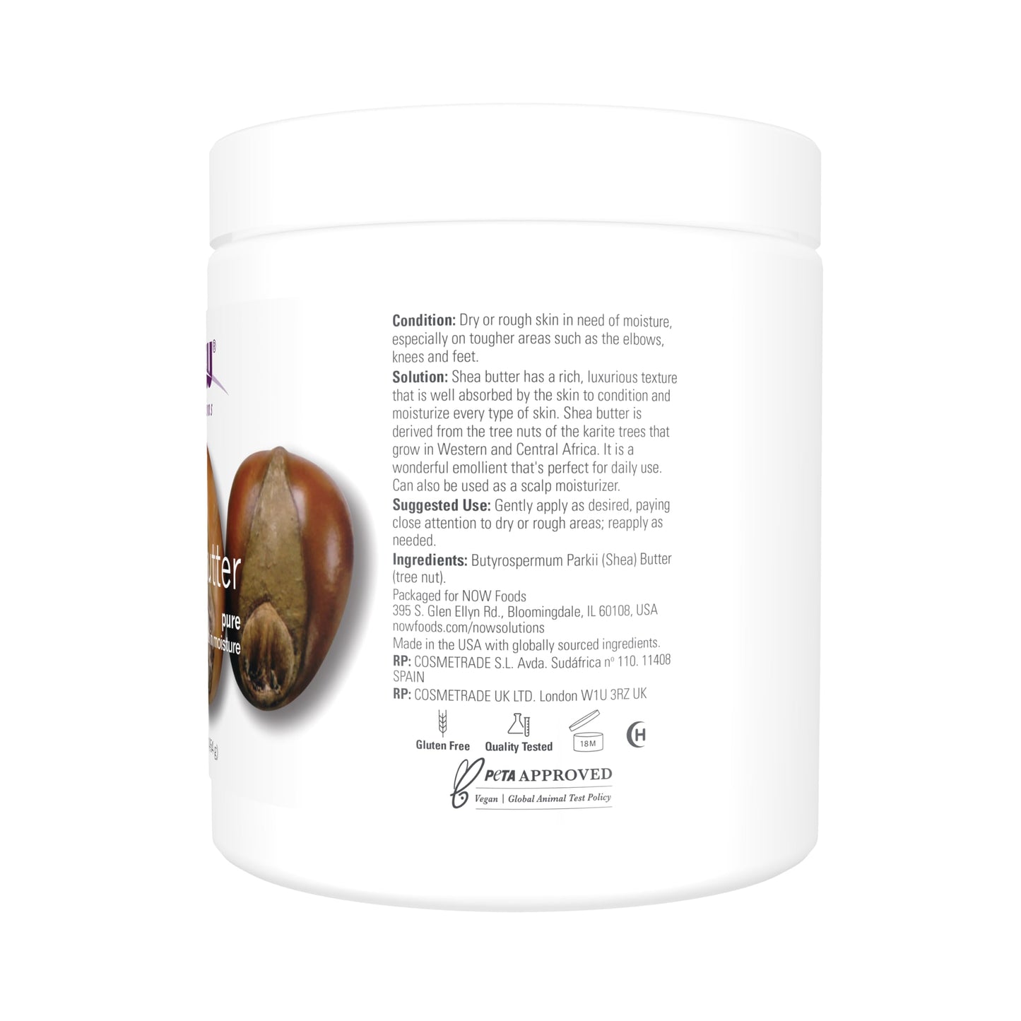 NOW Foods Solutions, Shea Butter, Skin Emollient, Seals in Moisture for Dry Rough Skin, 16-Ounce Beauty & Personal Care NOW Foods