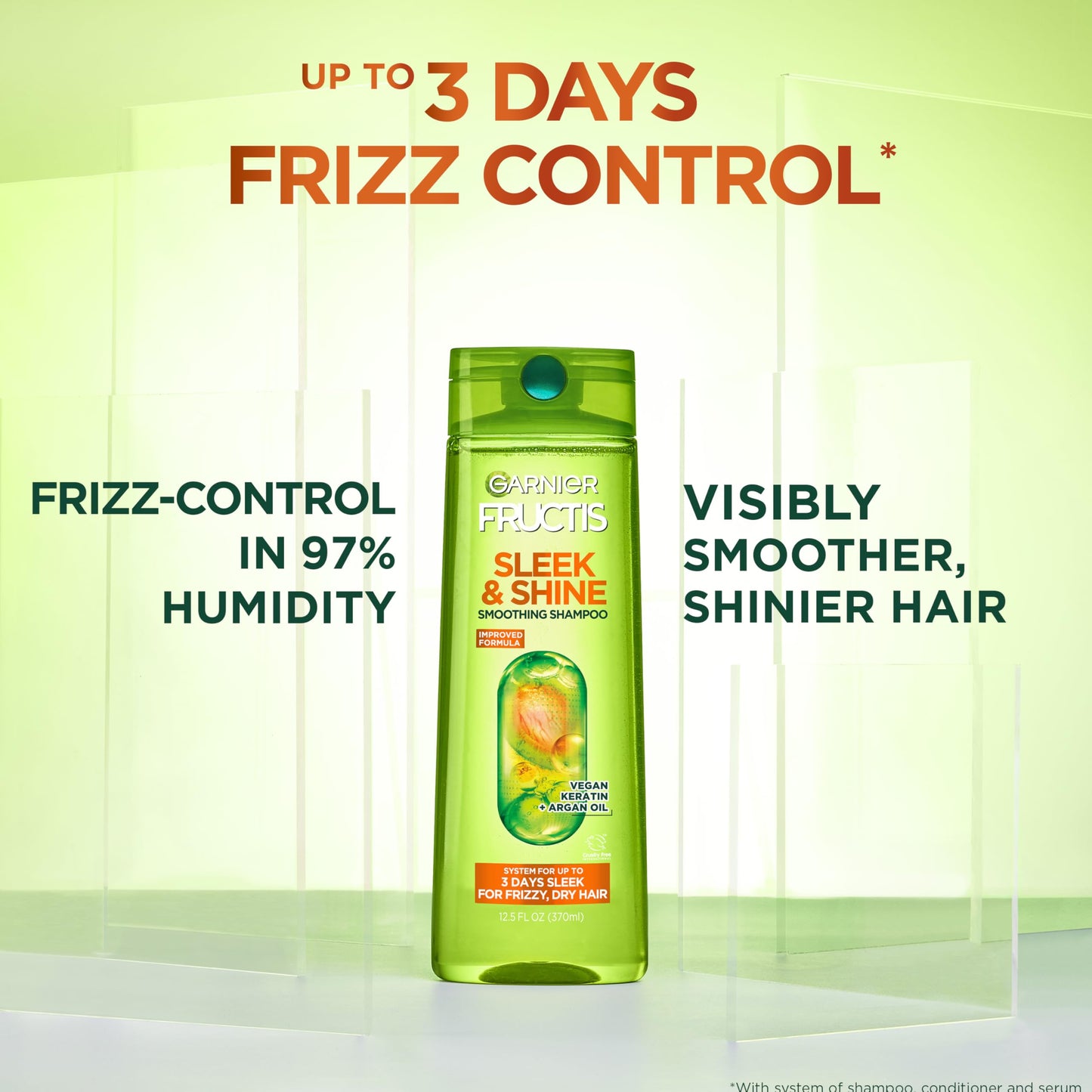 Garnier Fructis Sleek & Shine Shampoo, Conditioner + Anti-Frizz Serum Set for Frizzy, Dry Hair, Argan Oil (3 Items), 1 Kit (Packaging May Vary) Beauty & Personal Care Garnier