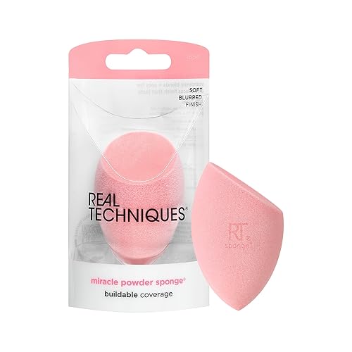 Real Techniques Miracle Powder Sponge, Makeup Blending Sponge For Powder Products, Set Makeup For Natural Finish & Cloud Skin, Buildable Coverage Beauty & Personal Care Real Techniques