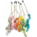 Fodattm 6PCS Lady Women Handmade Colourful Boho Hippie Hair Extensions with Feather Clip Comb Hairpin Headdress Headband DIY Accessories Beauty & Personal Care Fodattm