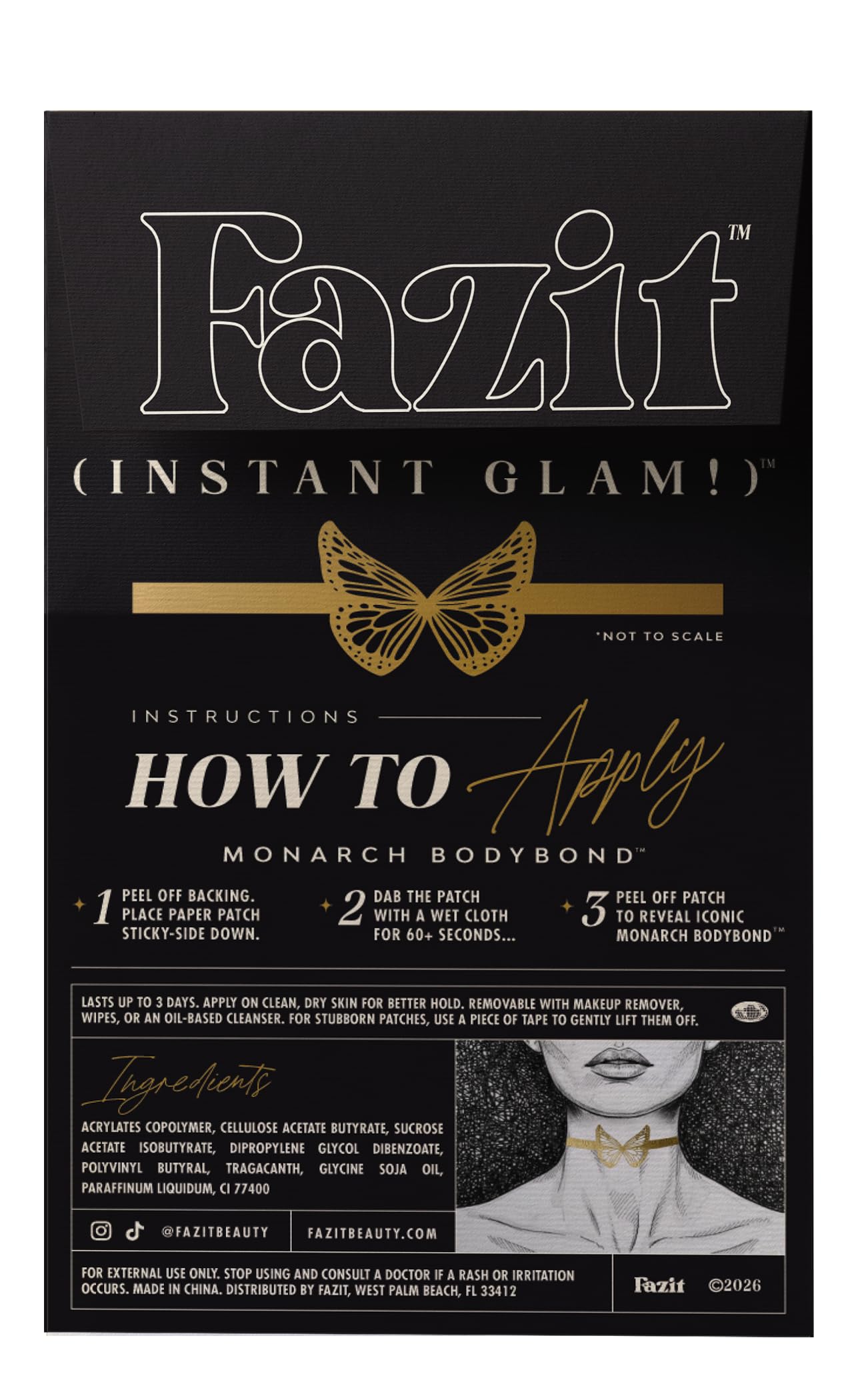 Fazit Makeup Patches - Monarch Bodybond - Glow Up Make-Up Patches - Cute Glitter Makeup Accessories for Women - Cosmetic Body Glitter Beauty & Personal Care Fazit