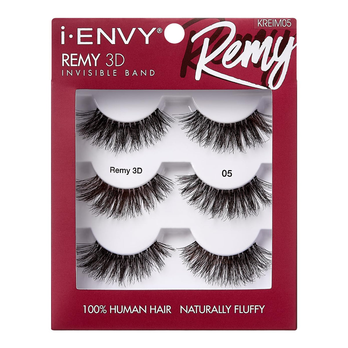 i-ENVY False Lashes, Remy 3D Lashes Value Pack 100% Human Hair Natural Fluffy Wispy Invisible Band Seamless Look Reusable Eyelashes (05) Beauty & Personal Care i•ENVY