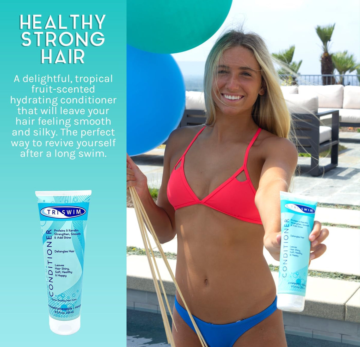 TRISWIM Swim Conditioner 8.5oz | Hydrates, Strengthens & Smooths Hair | Repairs Damage from Chlorine, Bromine & Saltwater | Protein & Keratin Formula Beauty & Personal Care TRISWIM