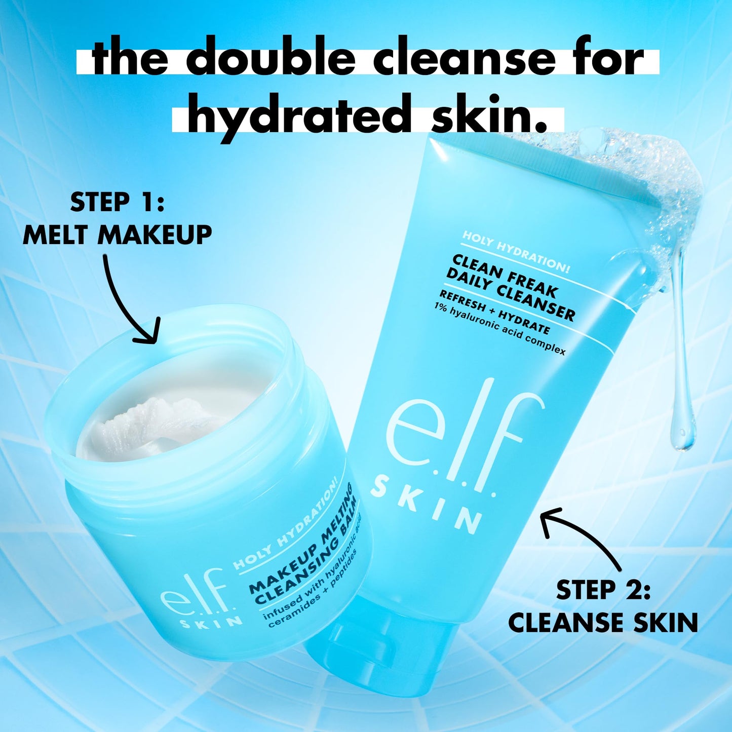 e.l.f. SKIN Holy Hydration! Clean Freak Daily Cleanser Mini, Gentle Hydrating Face Cleanser, Made With Hyaluronic Acid, Vegan & Cruelty-Free, 1 fl oz Beauty and Personal Care e.l.f.
