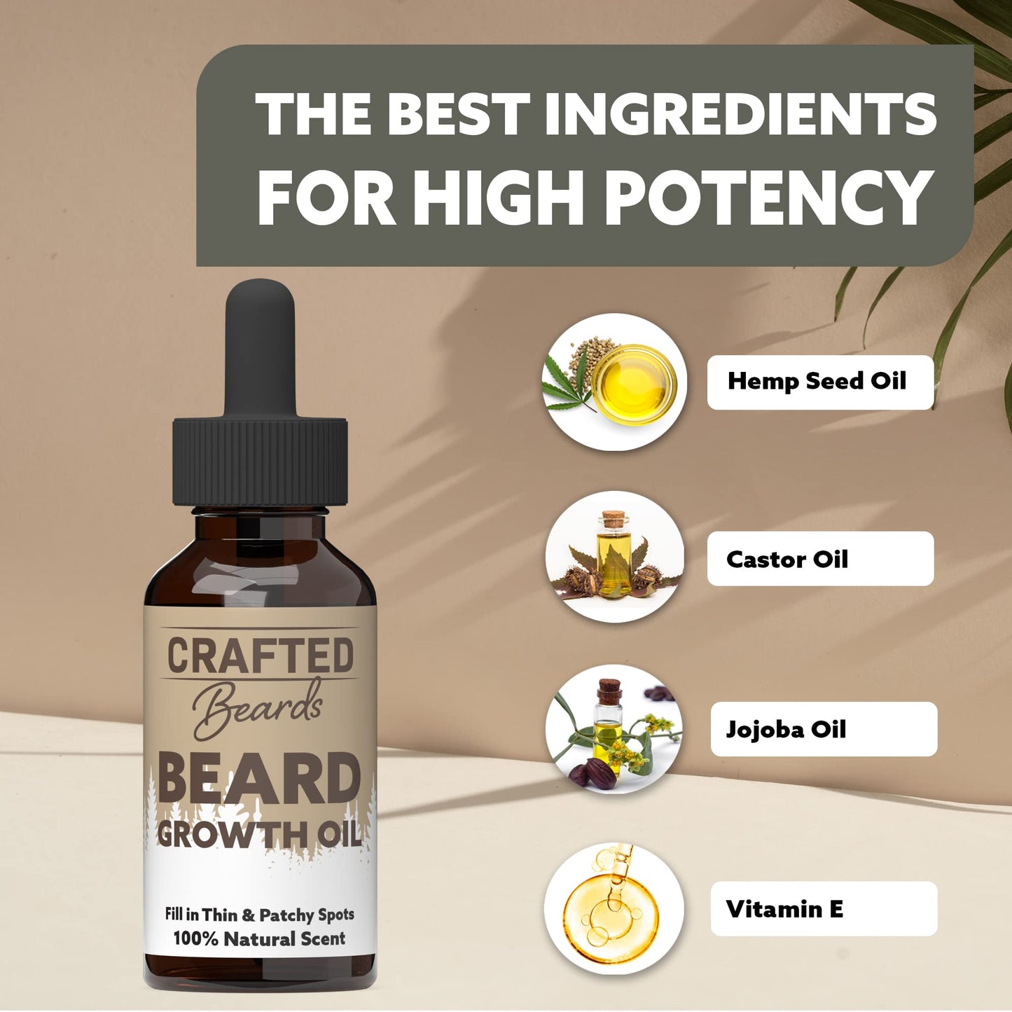 Crafted Beards Beard Growth Oil Serum - 1 fl Oz - Unscented - Helps Grow A Thicker Beard, Improves Beard Health, Fills in Thin and Patchy Spots - (1 Beauty and Personal Care Crafted Beards