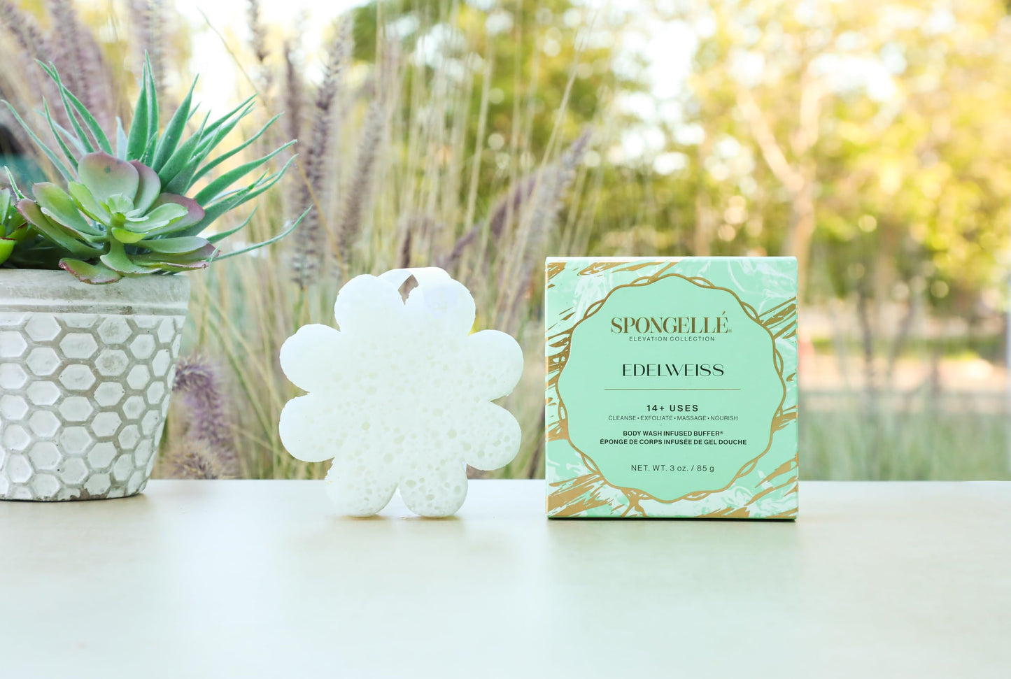Spongelle Edelweiss Elevation Body Buffer | Bath & Shower Loofah for Women | Cleanse, Exfoliate, and Nourish in one Easy Step | Cruelty-Free, Vegan Beauty & Personal Care SPONGELLÉ