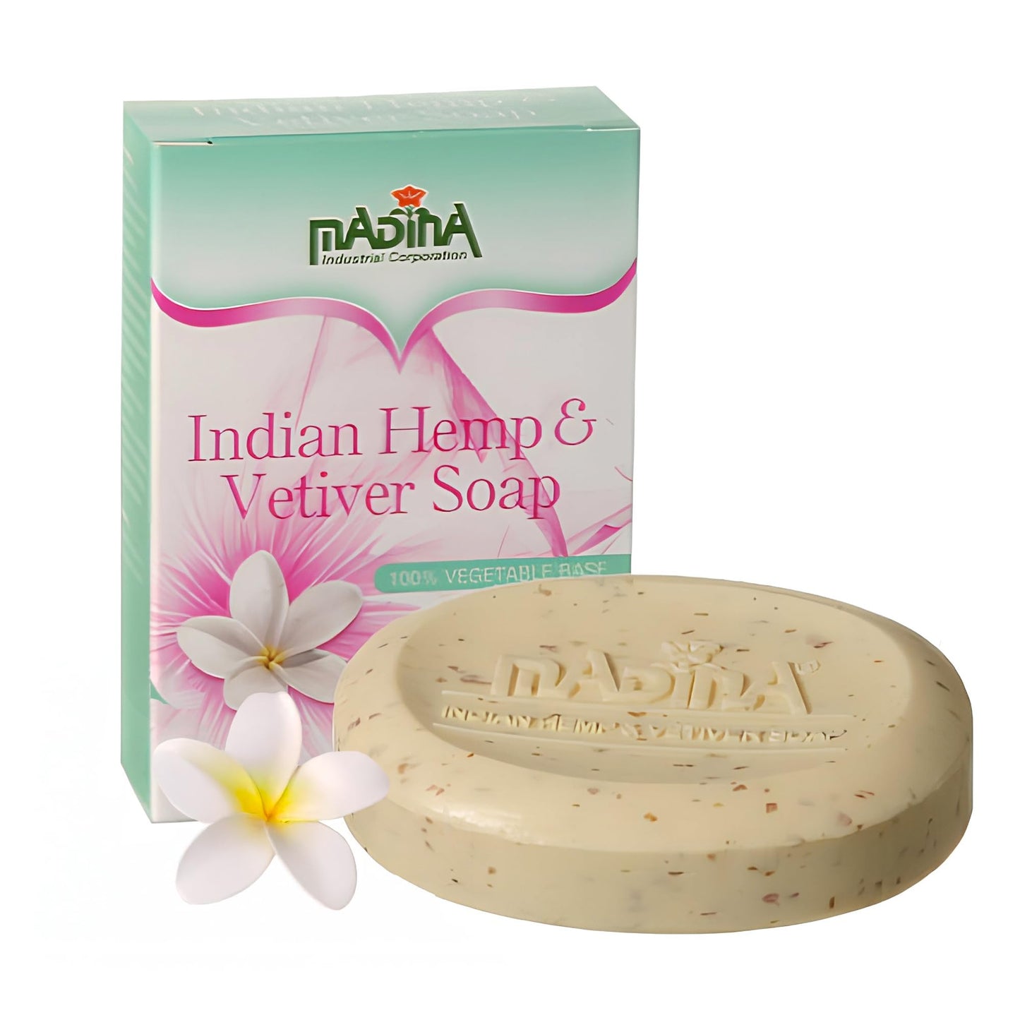 Madina Indian Hemp Vetiver Soap Bar - Moisturizing, Nourishing, Shea Butter, Oat, Wheat Bran, Gentle Cleanser, 100% Vegetable-Based, For All Skin Beauty & Personal Care Madina