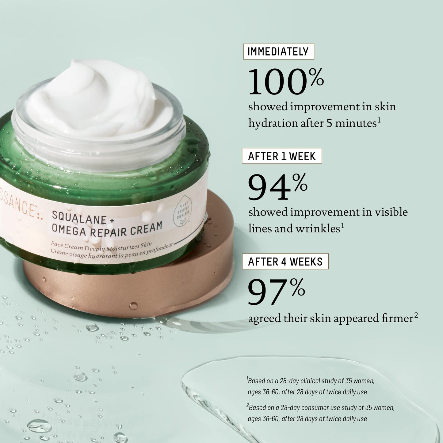 BIOSSANCE Squalane + Omega Repair Cream - Ultra-Moisturizing Face Cream - Skin Care with Hyaluronic Acid, Ceramides, Squalane - Ideal for Dry Beauty & Personal Care BIOSSANCE
