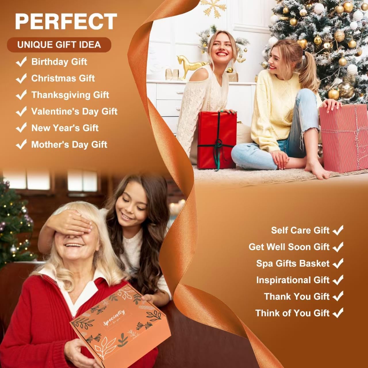 Mother's Day Gifts Baskets for Women Mom Her Wife Girlfriend,Birthday Gifts for Women Teacher Friend w/Cozy Blanket Rose Relaxing Spa Gifts Set,Self Beauty and Personal Care Haibeot