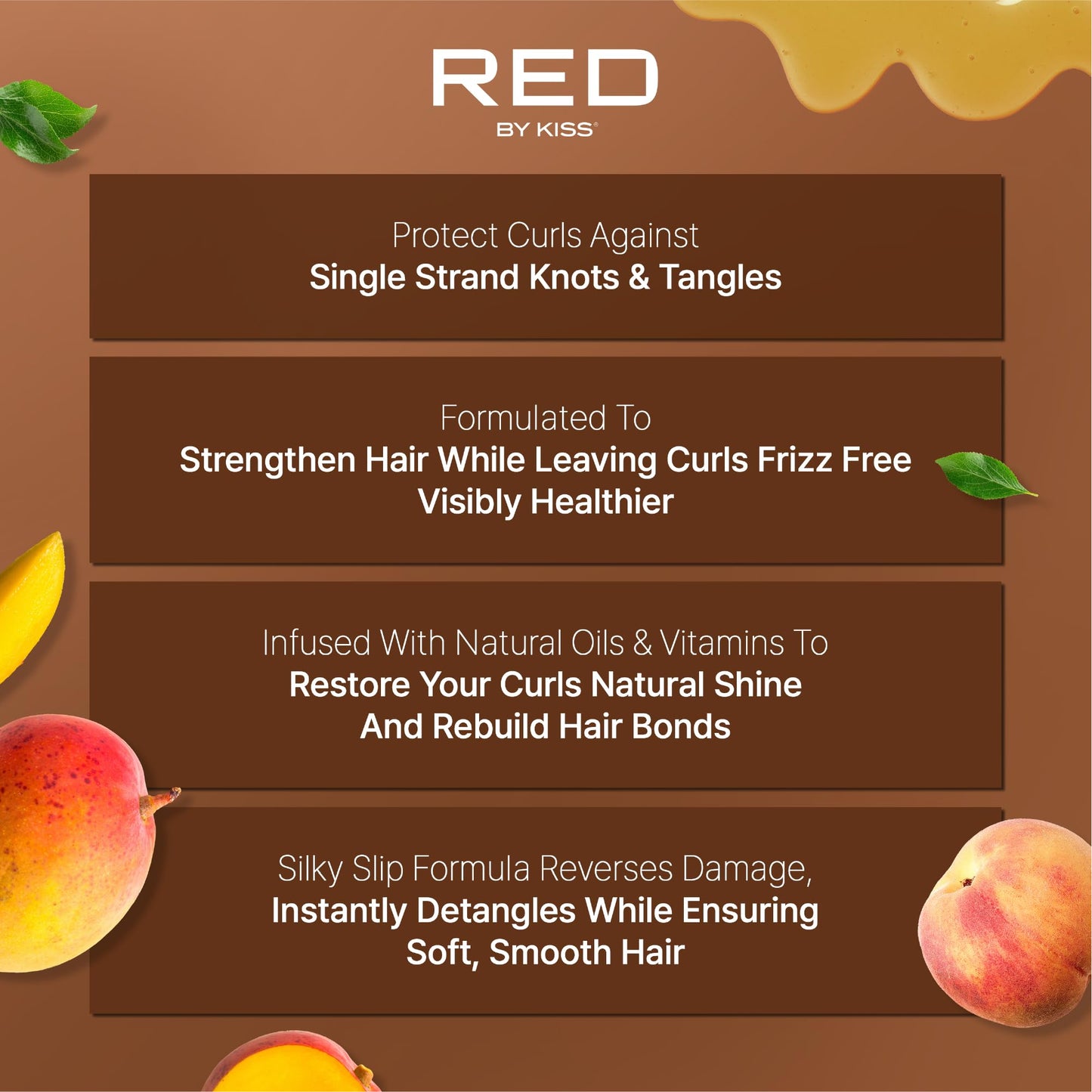 Red by Kiss Tangle Fixer with Honey & Keratin, Sulfate-Free Hair & Scalp Conditoner Dress for Shine & Frizz Protection, Mango & Peach Scent Beauty & Personal Care Red by Kiss