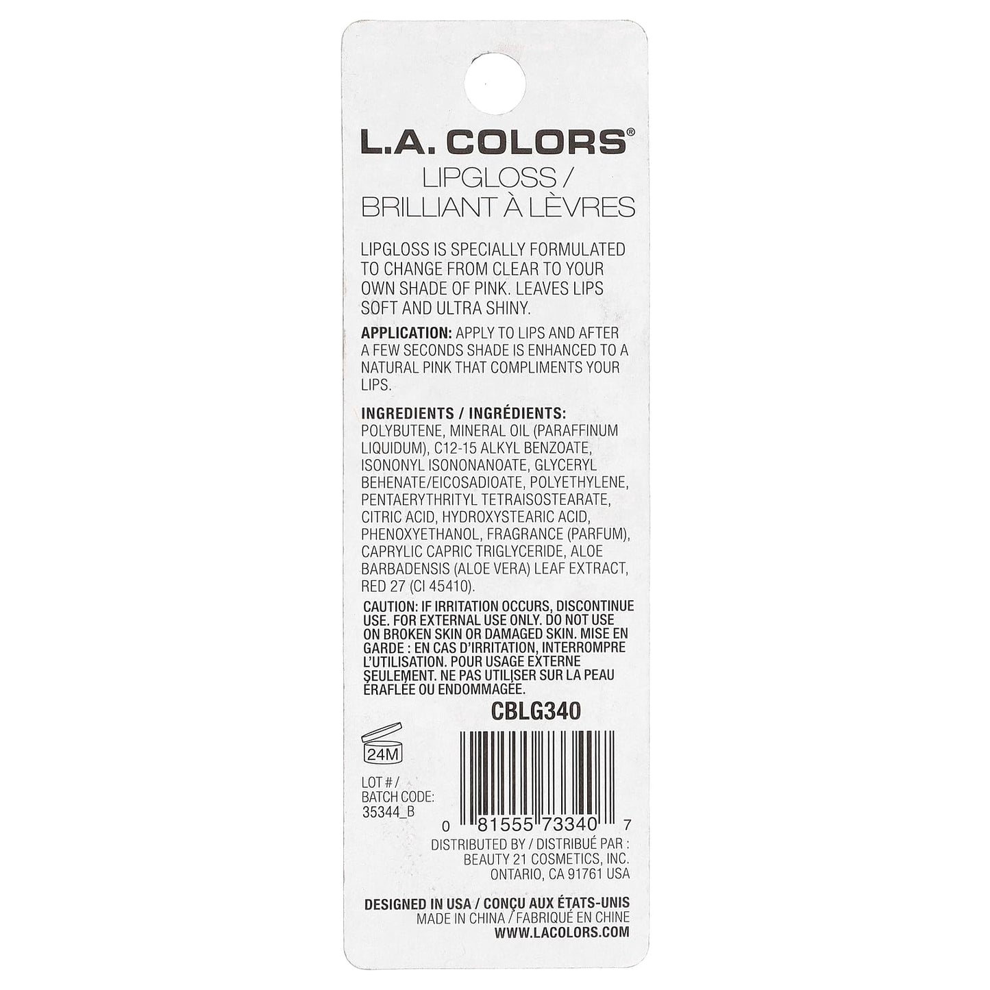 L.A. COLORS Lip-gloss In The Mood, 0.43 Oz (CBLG340) Beauty & Personal Care L.A. COLORS