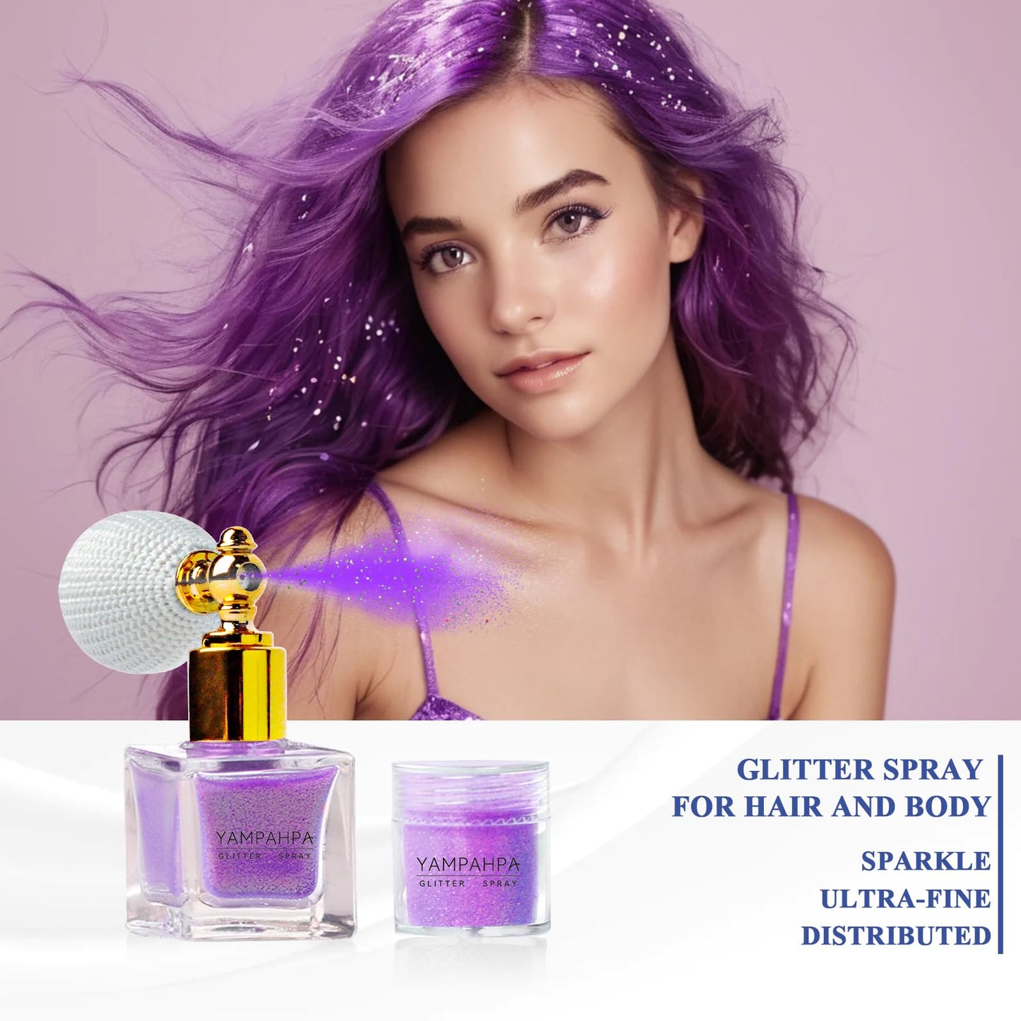 Body Glitter Spray, Purple Glitter Spray for Hair and Body, Include 1 Jar of Refills Beauty & Personal Care Yampahpa
