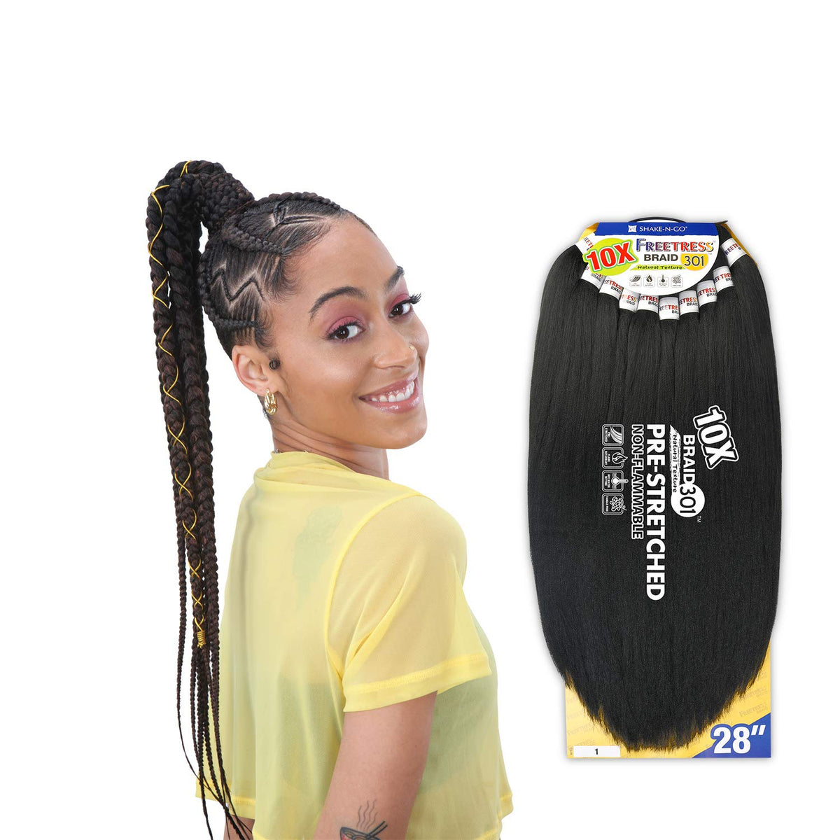 Freetress Synthetic Braid - 10X BRAID 301 28 (1 Jet Black)
