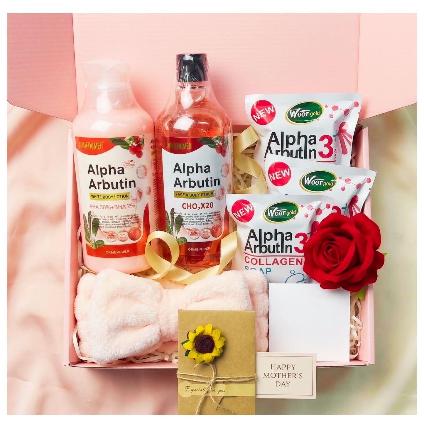 Dr Meinaier Alpha Arbutin Spa Gift Set Women, Mothers Day Self Care Kit, Body Lotion Serum Soap Headband, Hydrating Skincare Home Spa Beauty and Personal Care DR MEINAIER