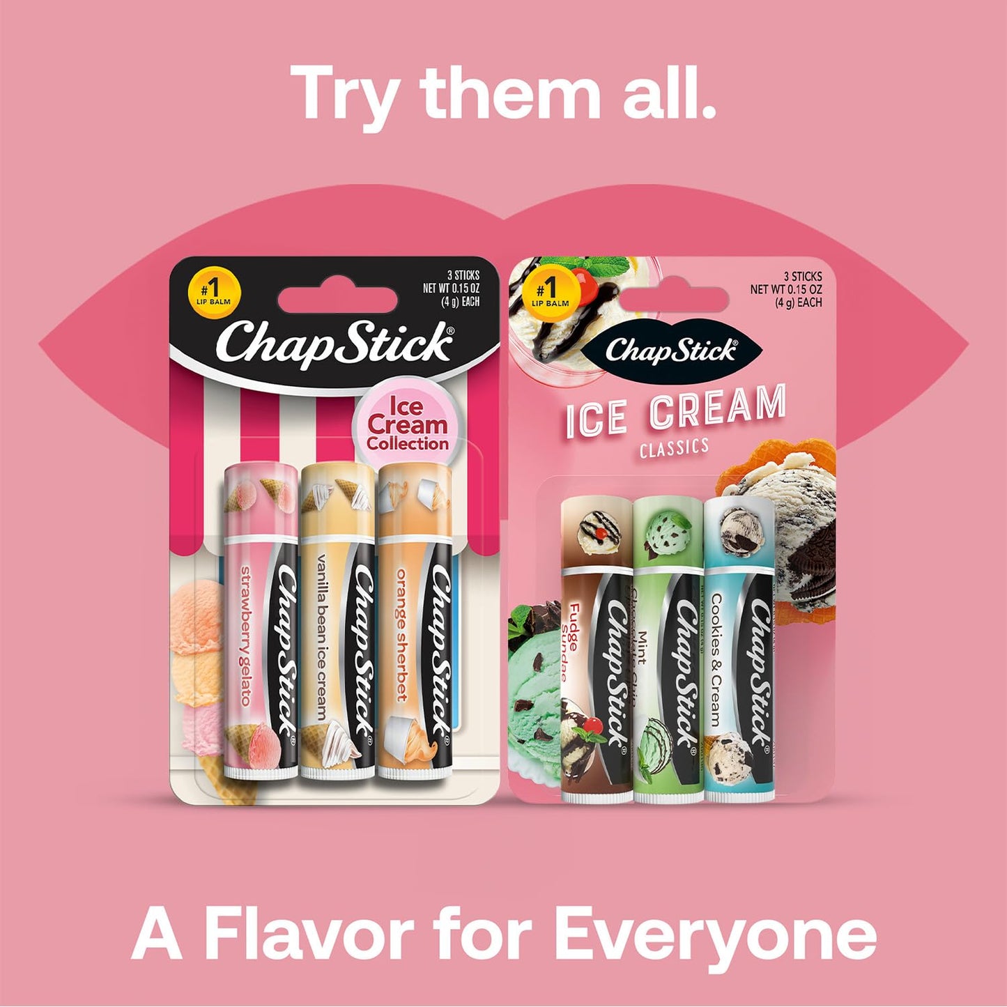 ChapStick Lip Care Set, Ice Cream Collection 3-Pack - Strawberry Gelato, Vanilla Bean Ice Cream, Orange Sherbet Lip Balm, 0.15 Oz Ea Beauty and Personal Care ChapStick