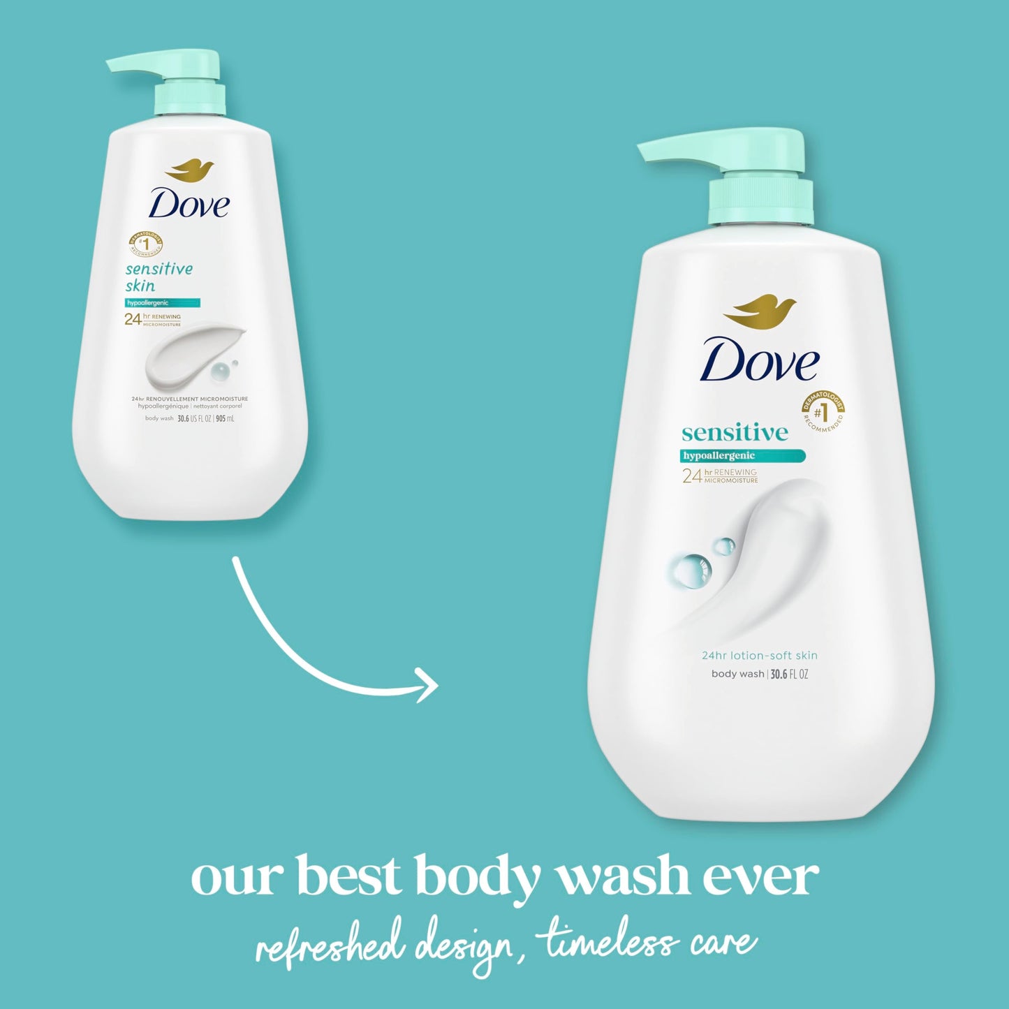 Dove Body Wash with Pump Sensitive Skin For 24hr Lotion-Soft Skin Moisturizing Skin Cleanser Gentle Hypoallergenic Formula with No Sulfates No Beauty & Personal Care Dove