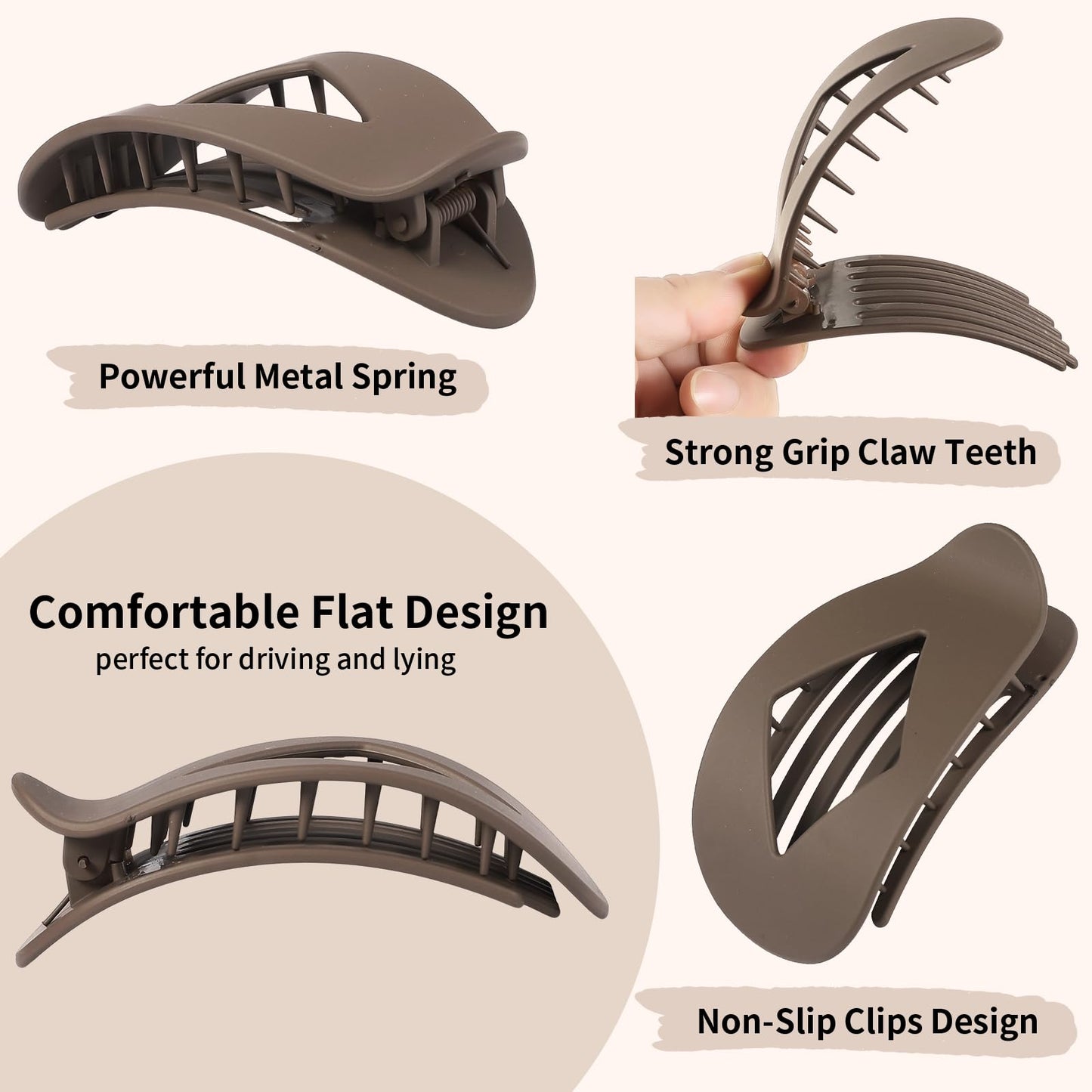 10 PCS Flat Hair Clips for Women - Large Matte & Tortoise Hair Claw Clips, 4.2 Inch Strong Hold Non-Slip Jaw Clips for Thick/Thin Hair, Neutral Beauty and Personal Care CHANDAT