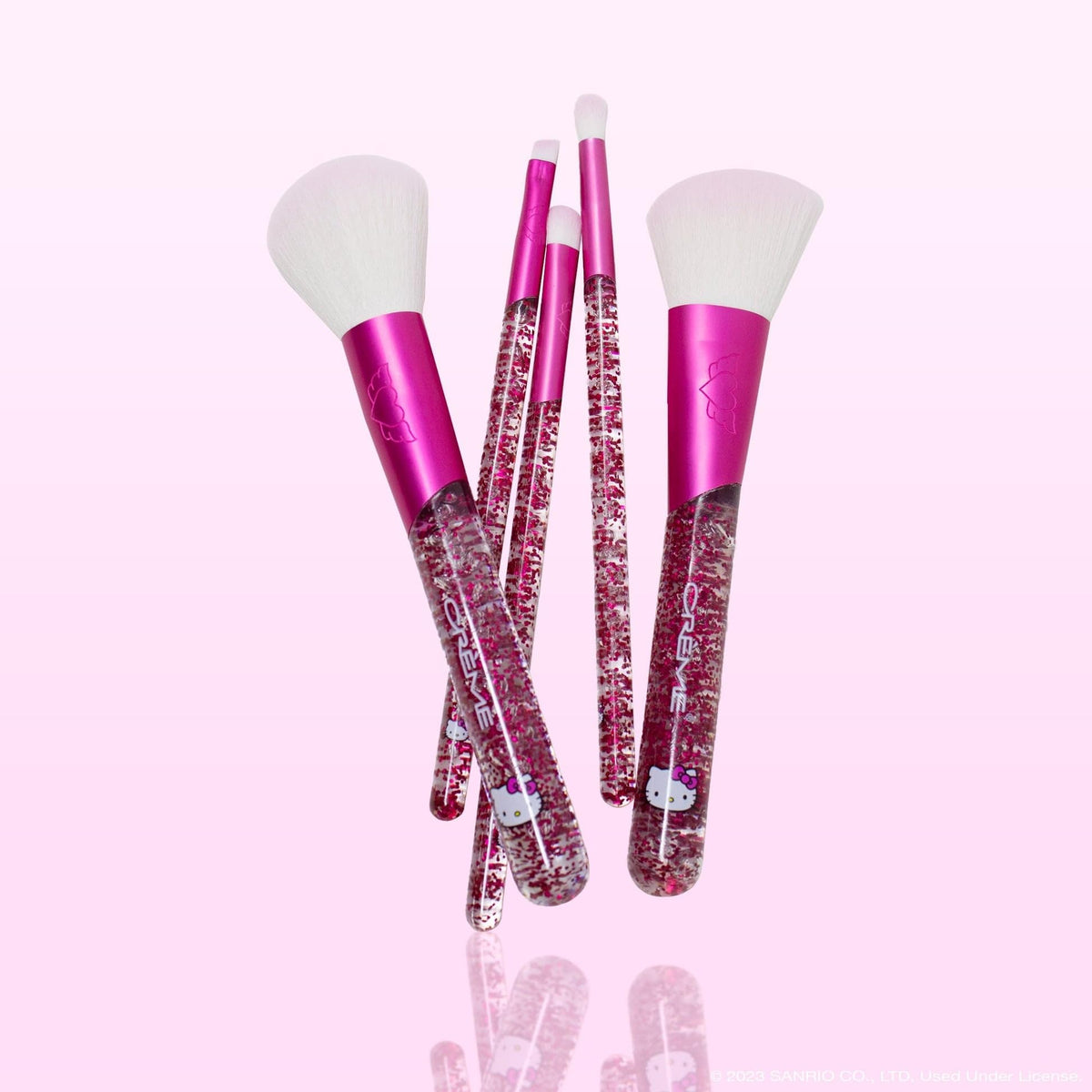 The Creme Shop Hello Kitty Luv Wave Brush Collection - Versatile & Silky-Soft Makeup Brushes - Precise Shader, Blending Brush, Angled Detailer, Blush