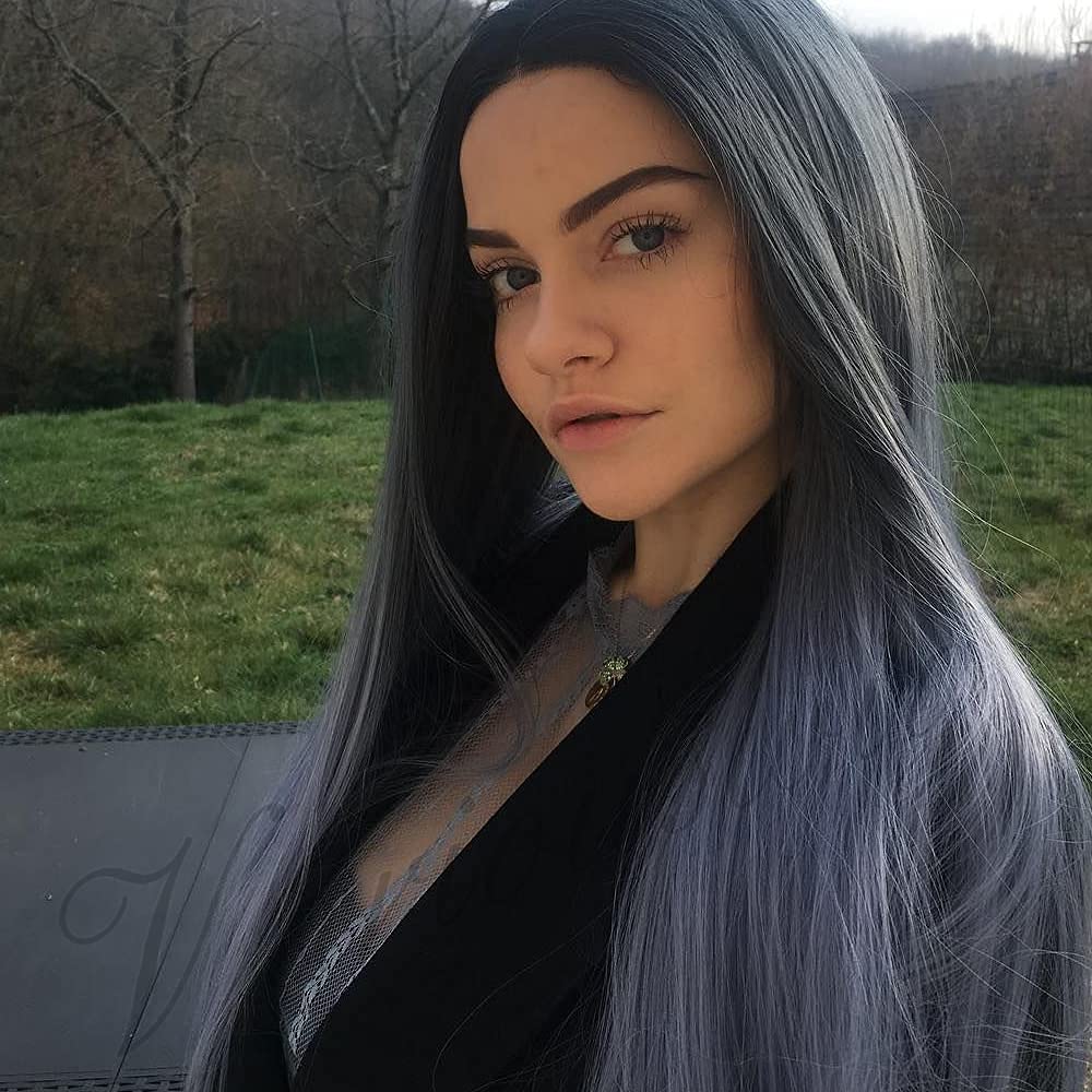variouswig All kinds of wigs Natural Hair Color Character witch Wig Heat Resistant Fiber Synthetic Wig Ideal for Women for All Occasions (Mixed blue