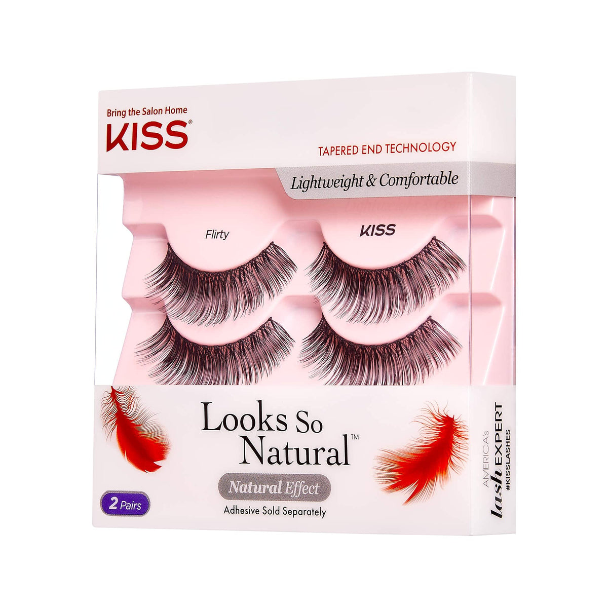 KISS Looks So Natural False Eyelashes Double Pack, Lightweight & Comfortable, Tapered End Technology, Reusable, Cruelty-Free, Contact Lens Friendly Beauty & Personal Care KISS