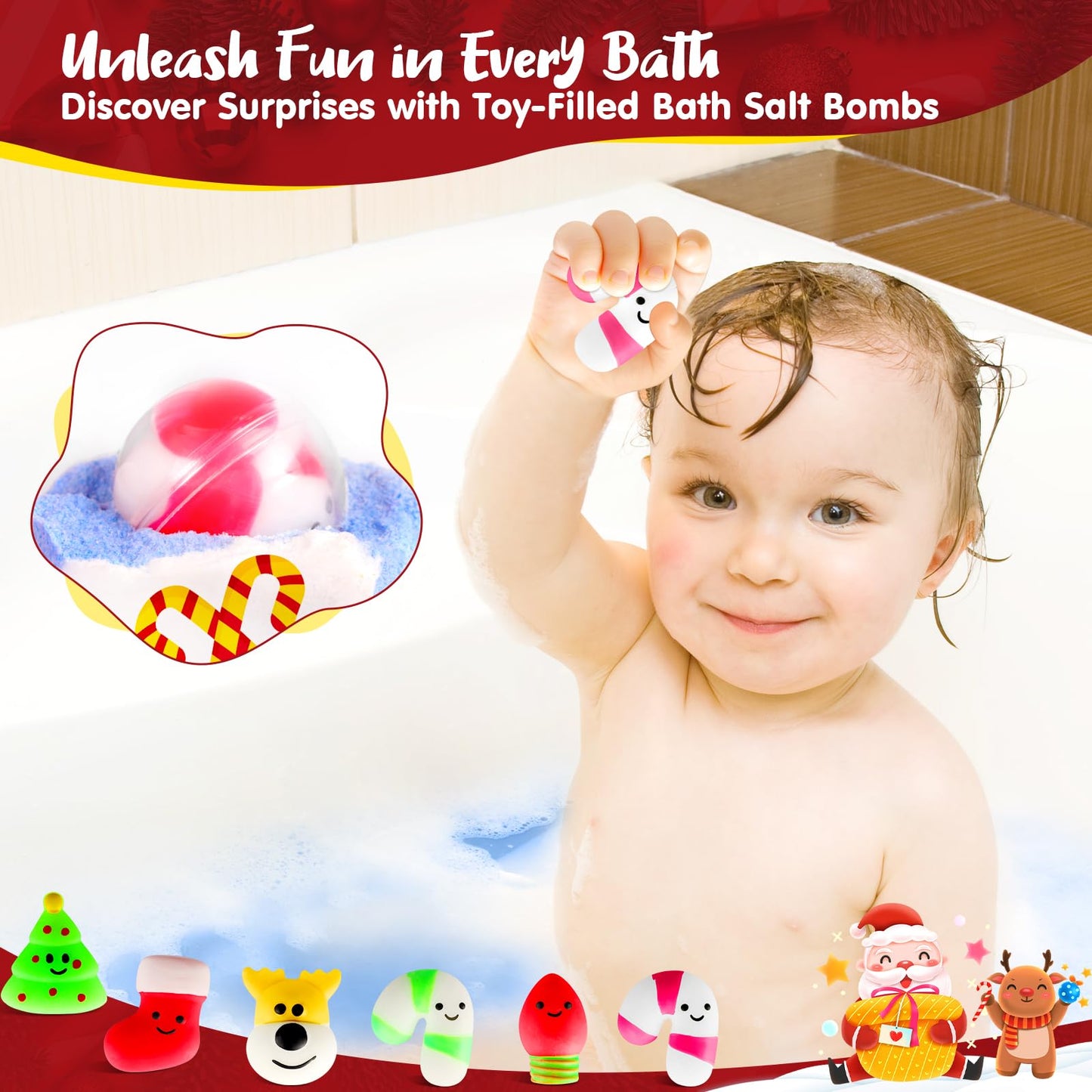 SeasonBliss Christmas Bath Bombs for Kids with Surprise Inside,Bath Bombs Sets with 6 Pack Bubble Bath Bomb for Girls and Boys, Nice Gifts for Kids Beauty and Personal Care SeasonBliss