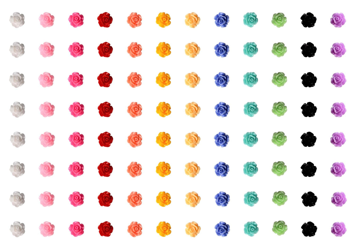 100 pieces Rose Embellishments for Nail Art Charm or jewelry making, 3D with Flat Back Resin Beads Manicure Multicolor Flowers Beauty & Personal Care VictorieLei