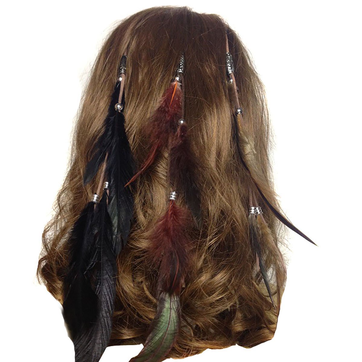 Set of 3 Handmade Boho Hippie Hair Extensions with Feather Clip Comb Headdress Hairpin DIY Accessories for Women Lady Beauty & Personal Care Fodattm