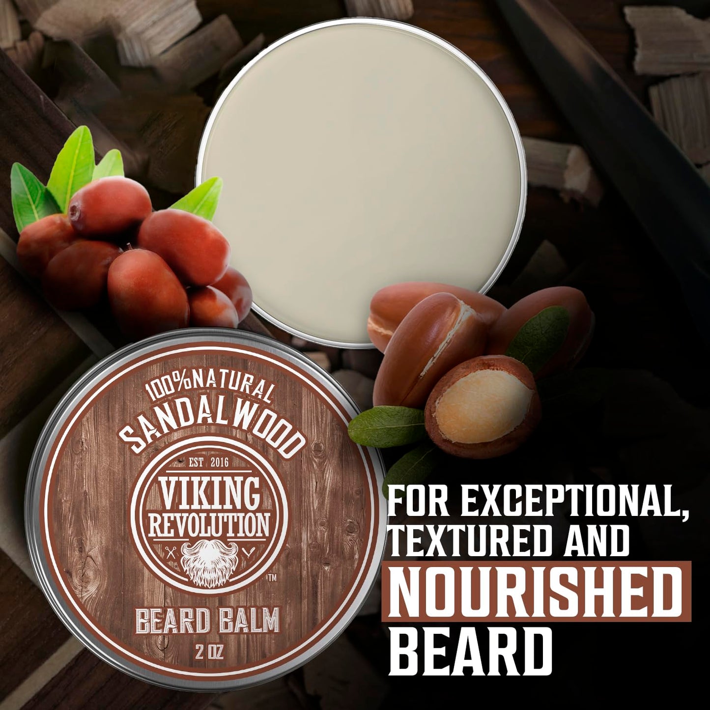 Viking Revolution Citrus and Sandalwood Beard Balm - Butter With Argan Oil, Softener With Jojoba Oil, Moisturizer With Beeswax - Wax for Men Beauty & Personal Care Viking Revolution