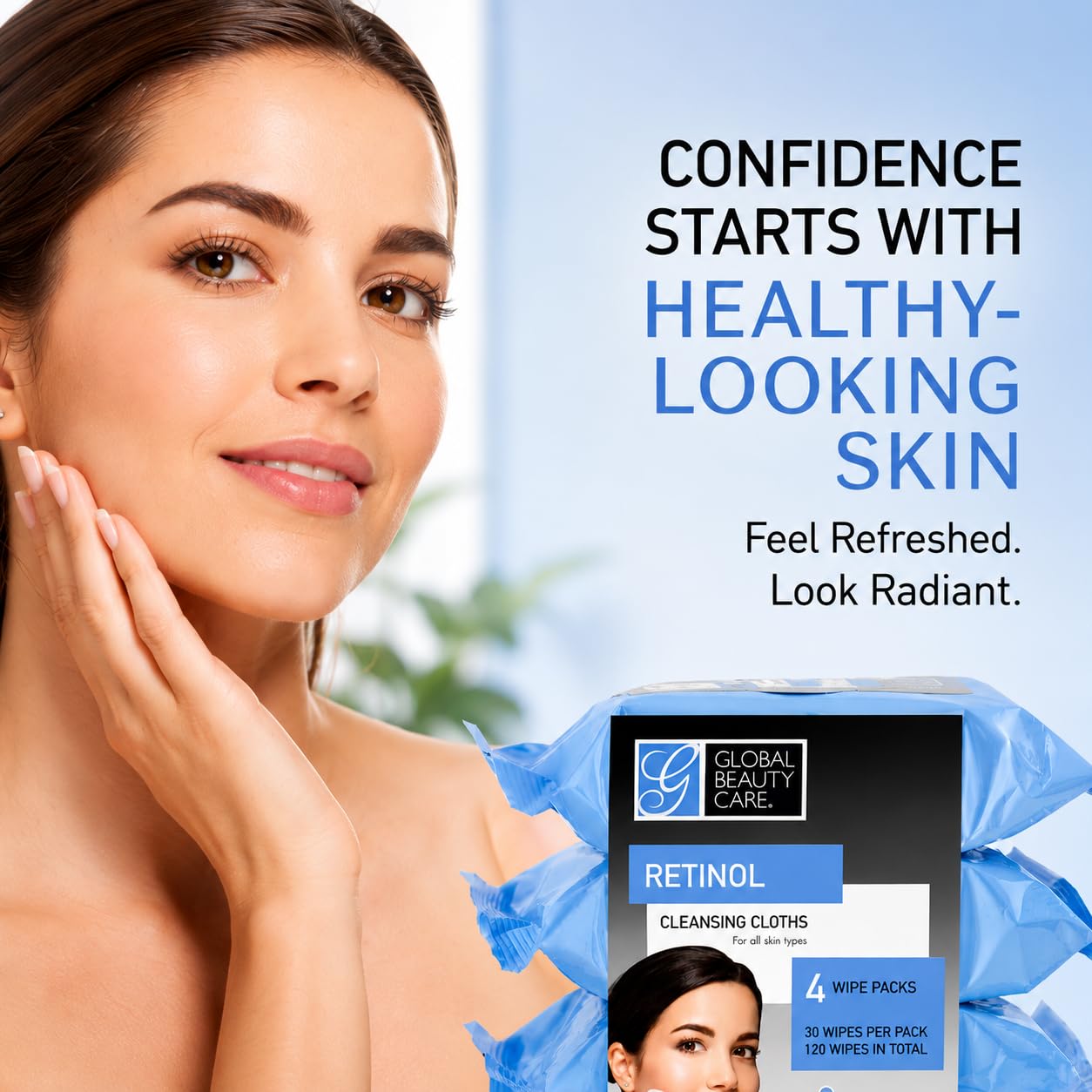 Global Beauty Care Retinol Makeup Remover Wipes with Collagen Renewing Support - Facial Cleansing Cloths, Remove Waterproof Mascara, Oil & Dirt Beauty & Personal Care Global Beauty Care