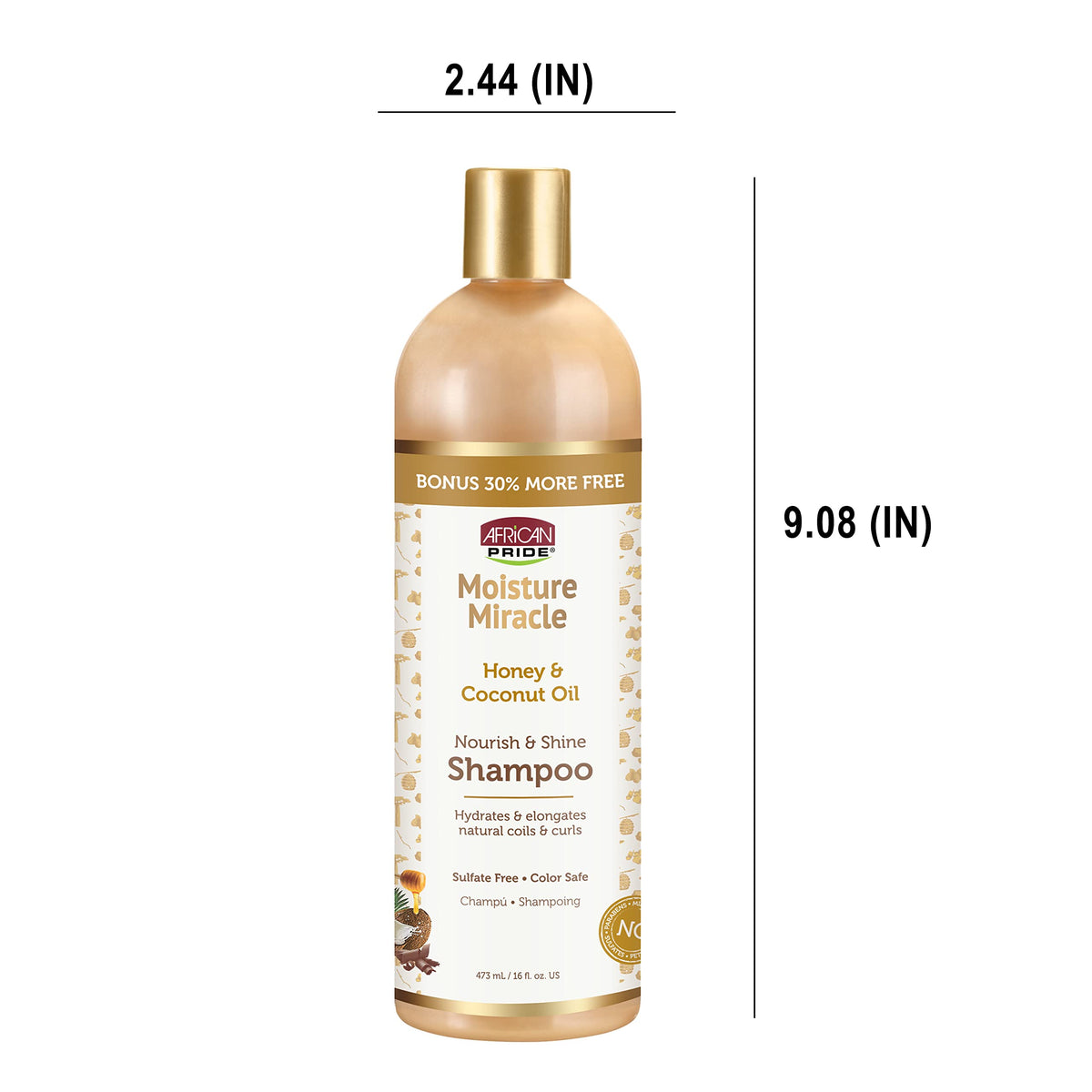 African Pride Moisture Miracle - For Natural Coils & Curls, Nourishes & Shines, Sulfate Free, Color Safe (Shampoo)