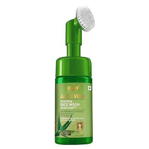 WOW Skin Science Aloe Vera Exfoliating Face Wash w/Soft Brush, Foaming Facial Cleanser For All Skin Types, Acne Face Wash for Women, Facial Skin Care Beauty & Personal Care BUYWOW