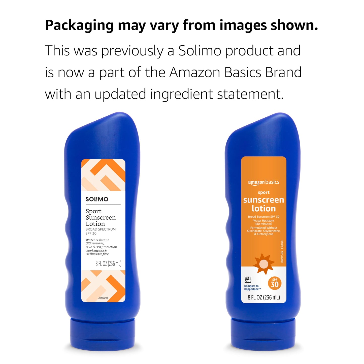 Amazon Basics Sport Sunscreen Lotion SPF 30, Water Resistant (80min), Formulated without Octinoxate & Oxybenzone, Broad Spectrum UVA/UVB Protection, 8 Beauty & Personal Care Amazon Brand - Solimo