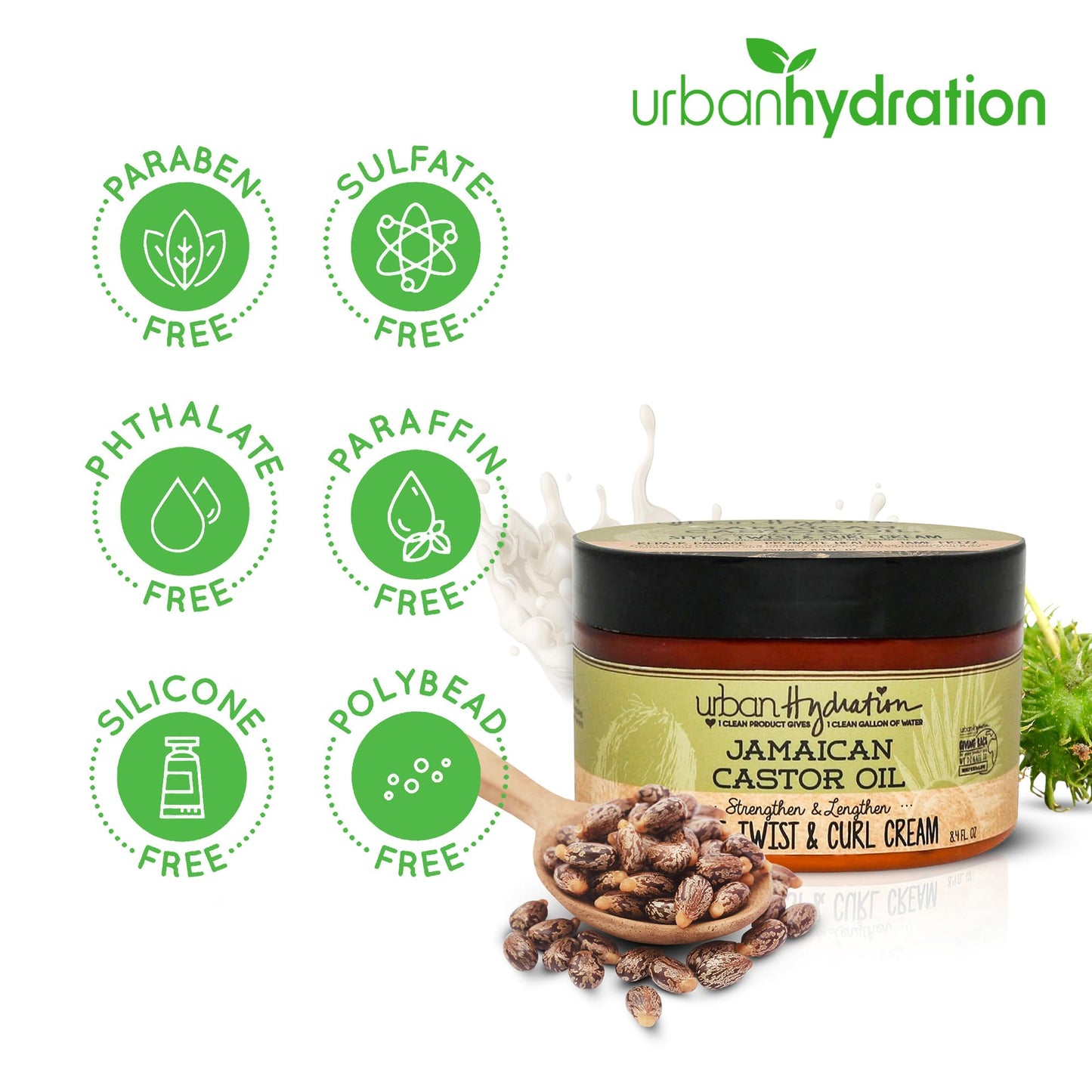 Urban Hydration Jamaican Castor Oil Curl Styling Cream | Sulfate, Paraben and Dye Free, Moisturizes, Thickens, Prevents Breakage and Lengthens Beauty & Personal Care Urban Hydration