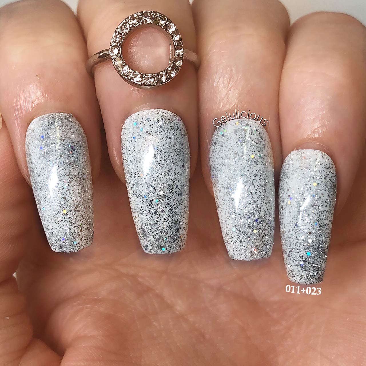 AIMEILI Soak Off U V LED Glitter Gel Nail Polish - Silver Glitter Explosion (023) 10ml Beauty & Personal Care AIMEILI