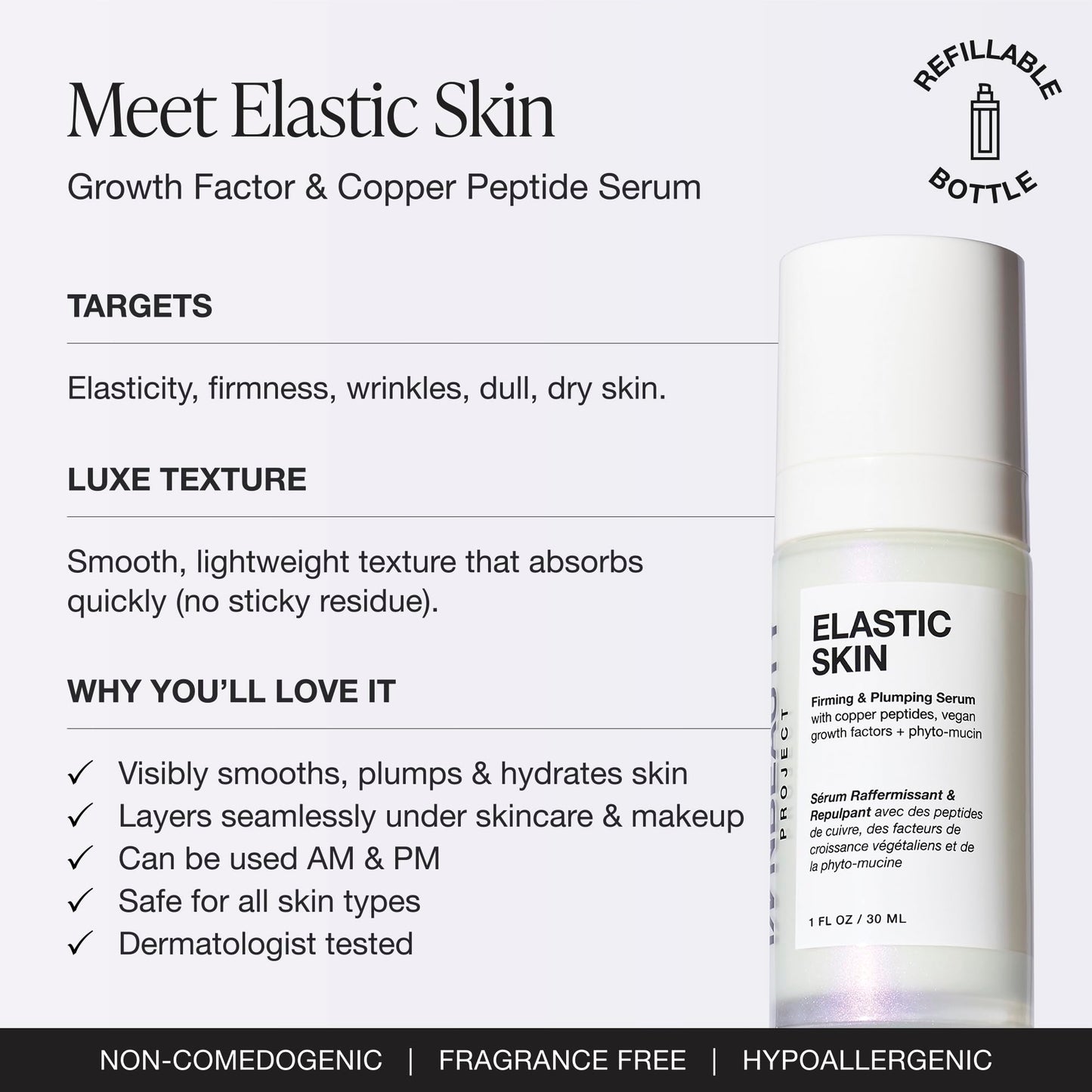 INNBEAUTY Project Elastic Skin Firming & Plumping Growth Factor Serum with Copper Peptides, 1 OZ (30ml) Beauty & Personal Care Innbeauty Project