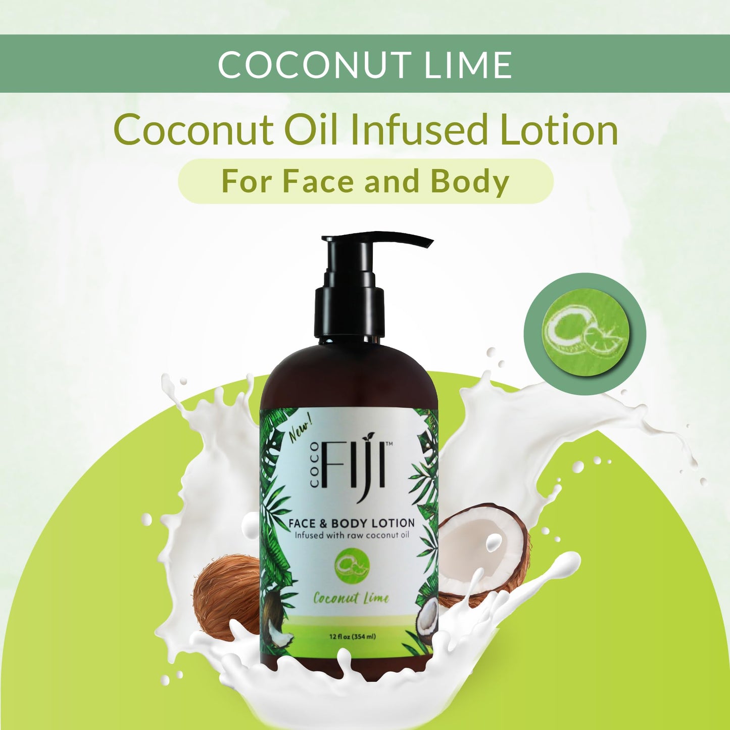 Coco Fiji Face & Body Lotion Infused With Coconut Oil | Lotion for Dry Skin | Moisturizer Face Cream & Massage Lotion for Women & Men |Coconut Lime 12 Beauty & Personal Care Organic Fiji