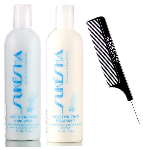 Sukesha Moisturizing Hair Wash Shampoo & Moisturizing Treatment Conditioner DUO Set (w/Sleek Comb) Dry, Brittle, Chemically Treated Hair, 100% Vegan Beauty & Personal Care Sentas