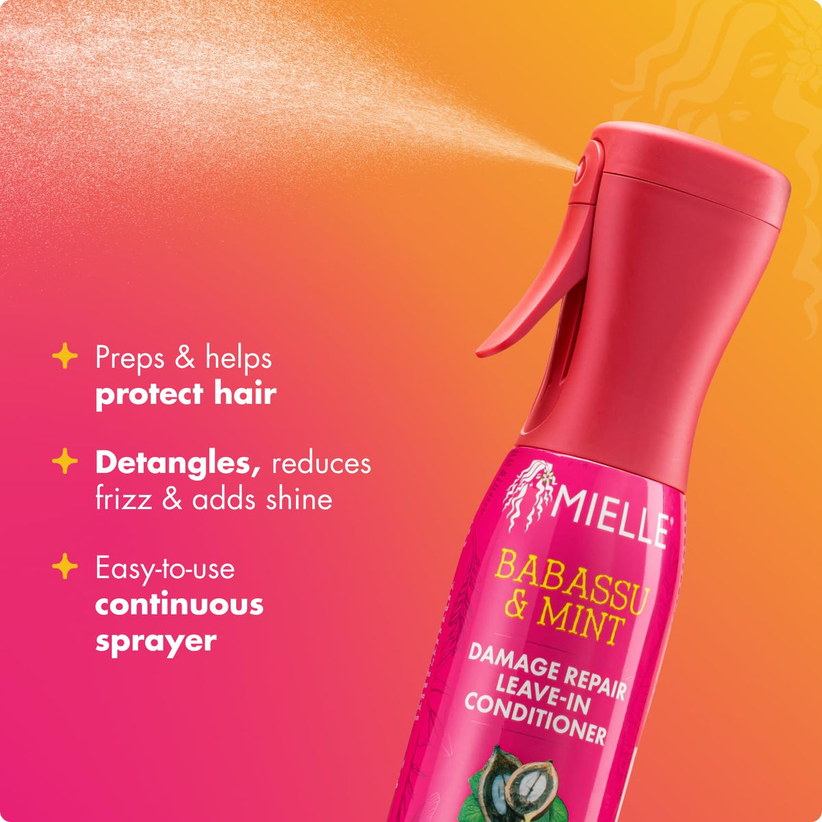 Mielle Organics Babassu & Mint Damage Repair Leave-In Conditioner for Damage Free Styling, 6.7 Ounce