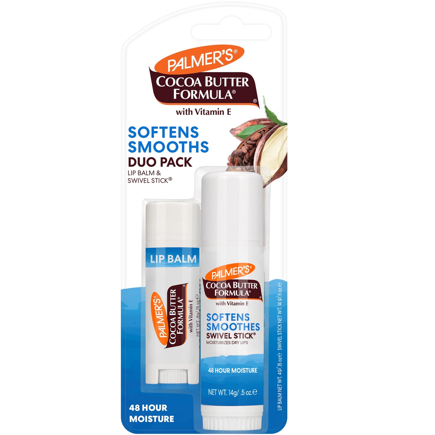 Palmer's Cocoa Butter Formula Duo Pack, Moisturizing Swivel Stick and Lip Balm with Vitamin E, All Day Moisturization, For use on Lips, Dry Patches Beauty & Personal Care Palmer's