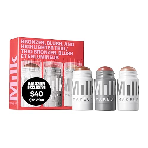 Milk Makeup Bronzer, Blush + Highlighter Full Size Trio - Bronzer in Baked .19oz, Cream Blush + Lip Color in Werk (Dusty Rose) .21oz + Highlighter Beauty & Personal Care Milk Makeup