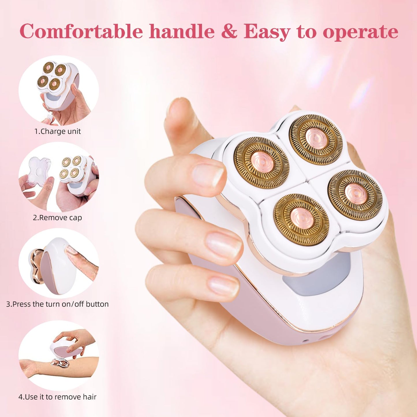 CeqCin Electric Razor for Women,Wet/Dry Rotary Electric Shaver for Women Leg,Rechargeable Hair Removal Device Epilator,Electric Hair Trimmer Beauty and Personal Care CeqCin