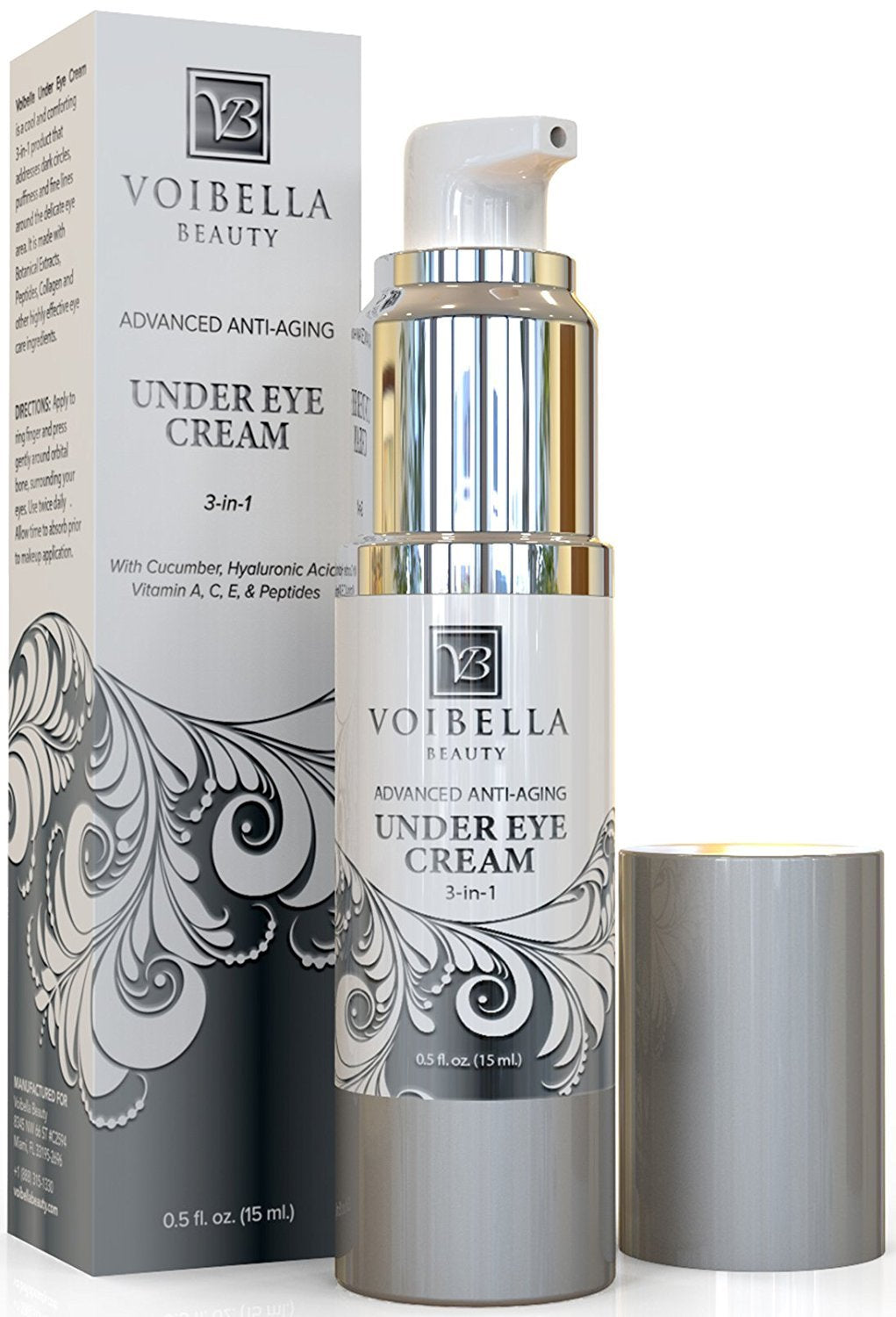 Under Eye Cream with Retinol, Peptides, Hyaluronic Acid & Aloe - Advanced Repair Formula for Puffiness, Bags, Dark Circles & Dry Under Eyes - Best Beauty & Personal Care VOIBELLA BEAUTY