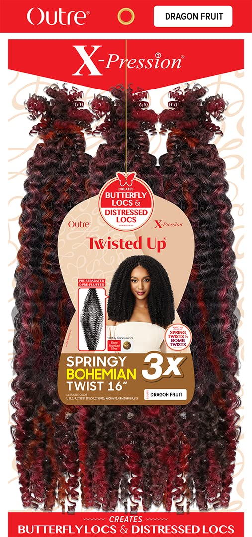 Outre Xpression Twisted Up Springy Bohemian Twist 3X (16", DRAGON FRUIT)