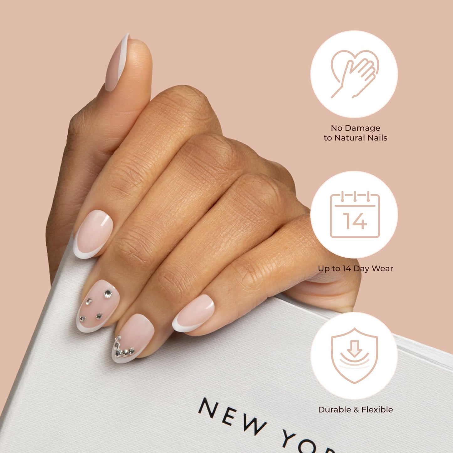 KISS Classy, Press On Nails, Nail glue included, 'Sophisticated', Silver, Extra-Long Size, Coffin Shape, Includes 30 Nails, 2g glue, 1 Manicure Stick Beauty & Personal Care kiss new york